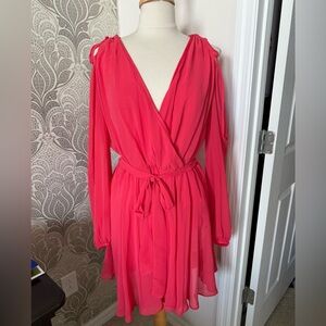 B Smart Coral Long sleeve Dress with shoulder cut outs size 12